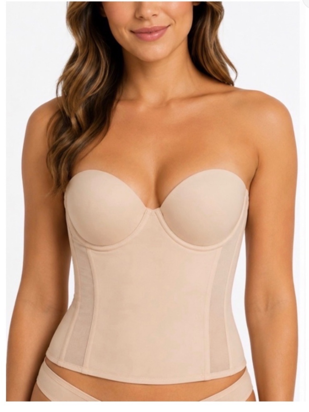 NWT Felina 8704 Bridal Longline Strapless Bustier Bra 36D Nude